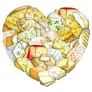 Illustration Heart Made Of Cheeses Sticker