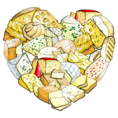 Illustration Heart Made Of Cheeses Sticker