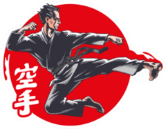 Illustration Is A Hieroglyphs Of Karate (japanese) Sticker