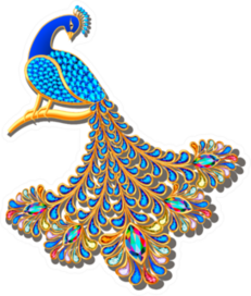 Illustration Jewelry Brooch Peacock With Precious Stones Sticker