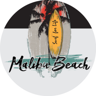 Illustration Malibu Beach Ocean Wave Surfing Sticker