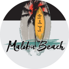 Illustration Malibu Beach Ocean Wave Surfing Sticker