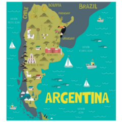 Illustration Map Of Argentina Sticker