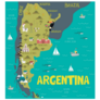 Illustration Map Of Argentina Sticker