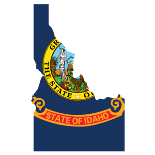 Illustration Map Of Idaho With State Flag Sticker