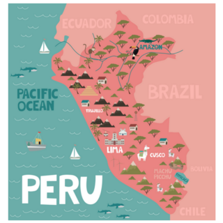 Illustration Map Of Peru With Landmarks Sticker