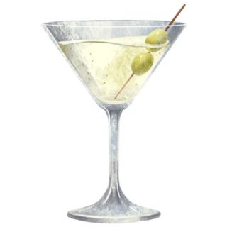 Illustration Martini Glass With Two Olives Sticker