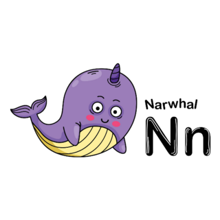 Illustration N Narwhal Lettering Sticker