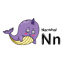 Illustration N Narwhal Lettering Sticker