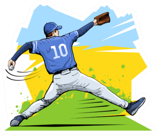 Illustration Of A Baseball Player Throwing The Ball Scenery Sticker