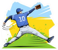 Illustration Of A Baseball Player Throwing The Ball Scenery Sticker