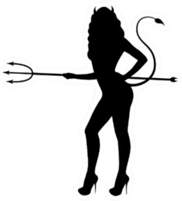 Illustration Of A Black Silhouette Of A Devil Girl Sticker