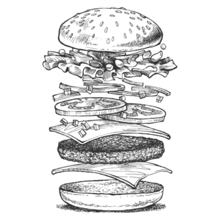 Illustration Of A Burger Sketch Sticker