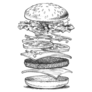 Illustration Of A Burger Sketch Sticker