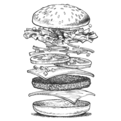 Illustration Of A Burger Sketch Sticker