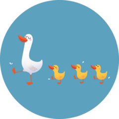 Illustration Of A Cartoon Mother Duck And Her Ducklings Sticker