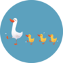Illustration Of A Cartoon Mother Duck And Her Ducklings Sticker