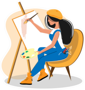 Illustration Of A Cartoon Young Girl Artist Sticker