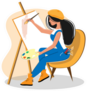 Illustration Of A Cartoon Young Girl Artist Sticker