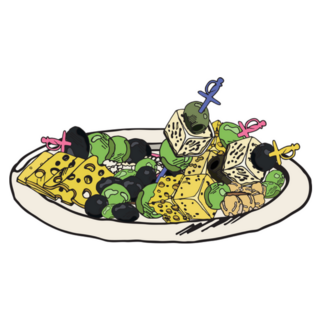 Illustration Of A Cheese Plate Sticker
