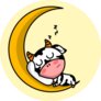Illustration Of A Cow Sleeping On The Crescent Moon Sticker