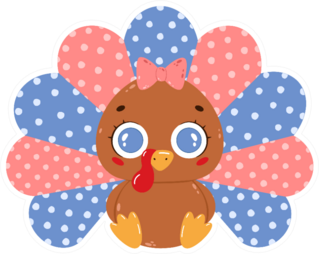 Illustration Of A Cute Cartoon Baby Turkey Girl Sticker