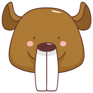Illustration Of A Cute Cartoon Beaver’s Head With Big Teeth Sticker
