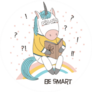 Illustration Of A Cute Funny Cartoon Unicorn With Book Sticker