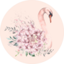 Illustration Of A Cute Pink Swan With Flowers Sticker
