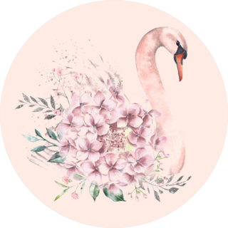 Illustration Of A Cute Pink Swan With Flowers Sticker