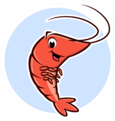 Illustration Of A Cute Shrimp In Circle Sticker