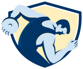 Illustration Of A Discus Thrower Retro Style Sticker