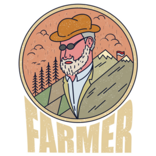 Illustration Of A Farmer Icon Sticker