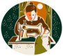 Illustration Of A Female Seamstress Dressmaker Sticker