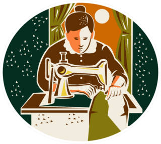 Illustration Of A Female Seamstress Dressmaker Sticker