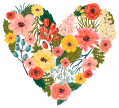Illustration Of A Flower Heart Valentines Day Sticker