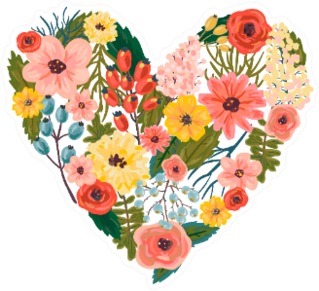 Illustration Of A Flower Heart Valentines Day Sticker