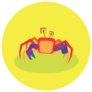 Illustration Of A Funny Crab On Bright Yellow Sticker