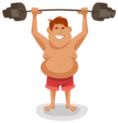 Illustration Of A funny Man Lifting A Weight Sticker