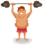 Illustration Of A funny Man Lifting A Weight Sticker