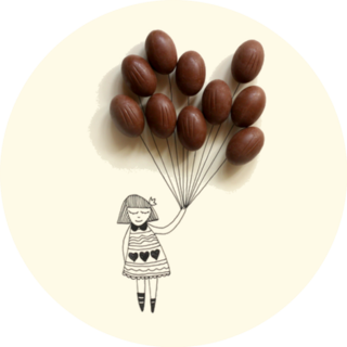 Illustration Of A Girl Holding Chocolate Eggs as Balloons Sticker