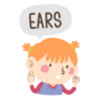 Illustration Of A Girl Pointing To Ears Sticker