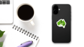 Illustration Of A Green Australia Map Sticker on a Phone (New) example