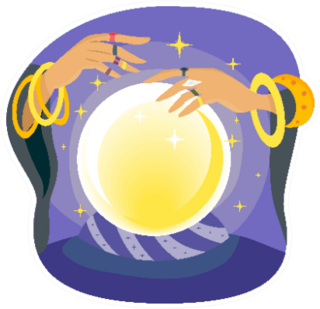 Illustration Of A Gypsy Manipulating A Crystal Ball Sticker
