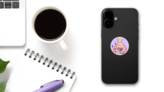 Illustration Of A Gypsy Woman Checking Crystals Sticker on a Phone (New) example