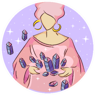 Illustration Of A Gypsy Woman Checking Crystals Sticker