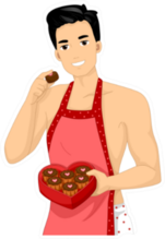 Illustration Of A Half Naked Man Eating Chocolates Sticker