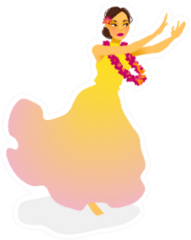 Illustration Of A Hawaiian Hula Dancer In Beautiful Dress Sticker