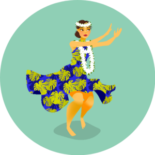 Illustration Of A Hawaiian Hula Dancer In Detailed Dress Sticker