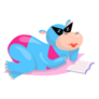 Illustration Of A Hippo Girl Reading Sticker